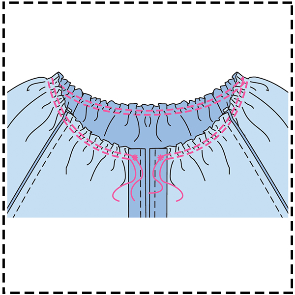 STEP 8:  GATHER NECKLINE