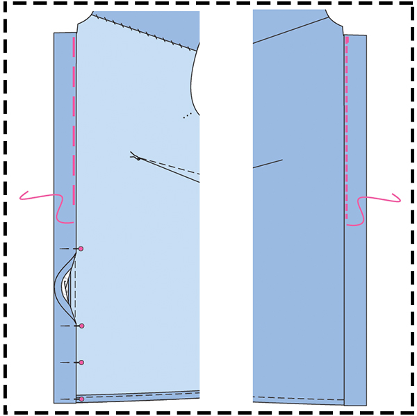 STEP 9:  TURN FRONT BANDS TO INSIDE