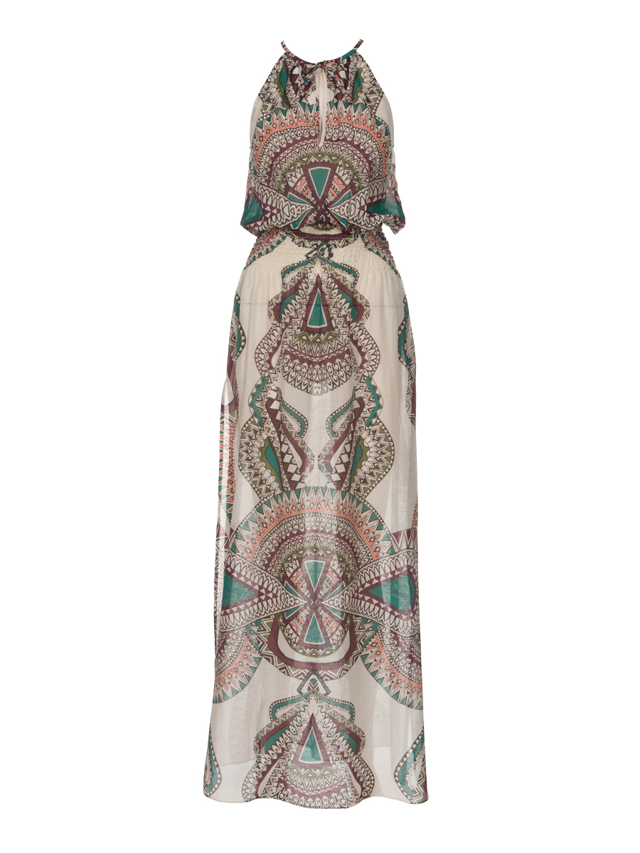 brown smocked maxi dress S Saddle Brown Smocked Halter Maxi Dress