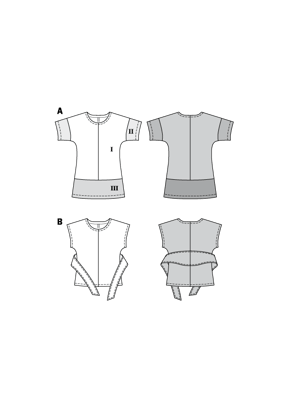 T-shirts manches longues / courtes avec ou sans lien à nouer n°6330