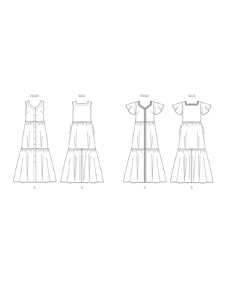 Patron Butterick Robe d'été maxi #B6983 Taille 28-40