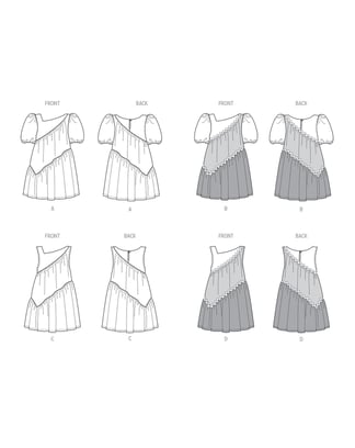 Patrons Butterick pour robes d'enfants avec volants #B6988 Taille 3-8 ans