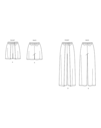 Patron Butterick pour femme Short Pantalon Palazzo #B7000.Y5 Taille 44-52