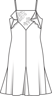 Dress with Godets and Flower Motif 07/2010 | PDF Sewing Pattern