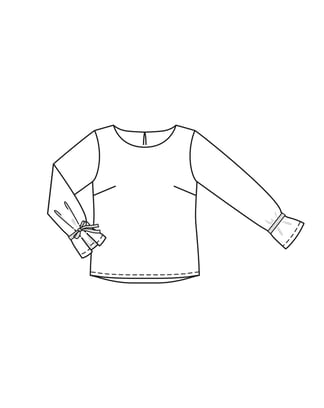 Langærmet bluse med smalle grosgrain bånd 12/2021 #101A