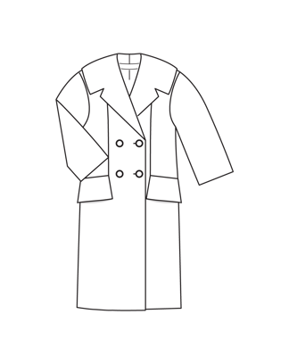 burda symønster dobbeltradet retro frakke til damer med XL krave 11/24 #129 