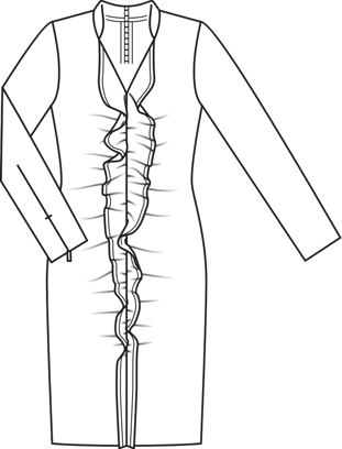 Long Sleeve Cocktail Dress with Ruffled Front 11/2011 | PDF Sewing Pattern