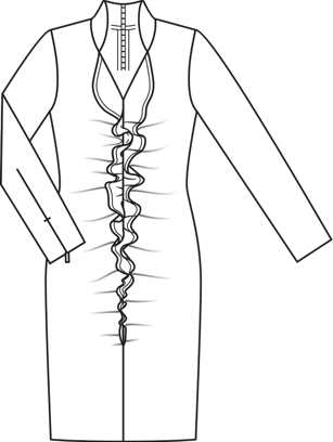 Long Sleeve Cocktail Dress with Ruffled Front 11/2011 | PDF Sewing Pattern