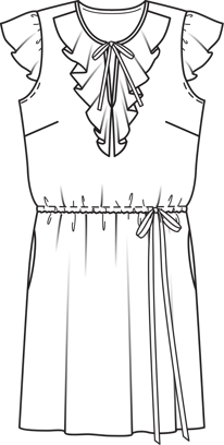 Vestido con volante en el escote #138 | Burda Style 05/2014 | Patrón de costura PDF