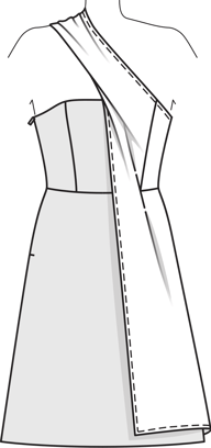 Vestido de un hombro #101 | Burda Style 06/2014 | Patrón de costura PDF