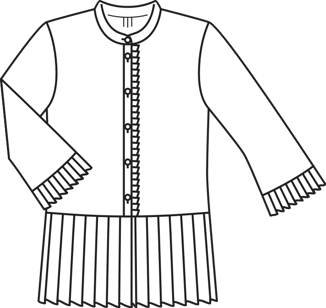 Pleated Hem Blouse With Stand Up Collar 02/2015 | PDF Sewing Pattern