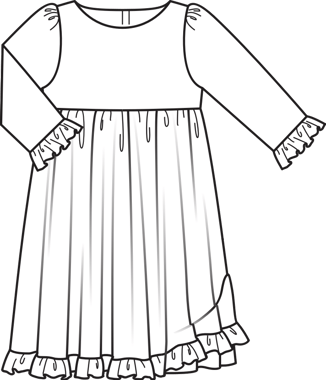 Girl's Knee-Length Ruffle Trim Dress 02/2015 | PDF Sewing Pattern