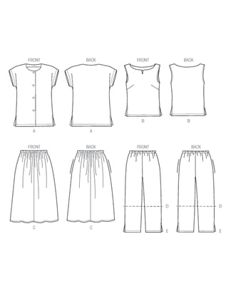 Patrons McCall's pour femmes, ensemble pour blouse, top, jupe et pantalon #M8159KK tailles 52-58