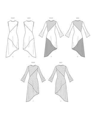 Patrón de McCall's para vestido de punto de mujer con costuras diagonales #M8448 Tallas 34-42