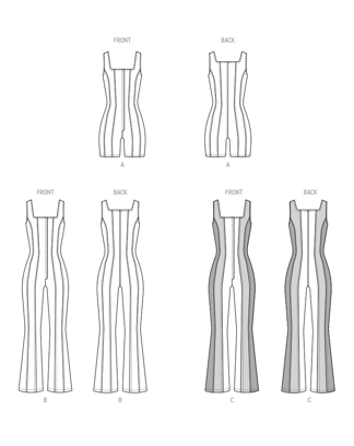 Patrons McCall's Combinaison évasée femme mini & maxi #M8514.AA Taille 32-38