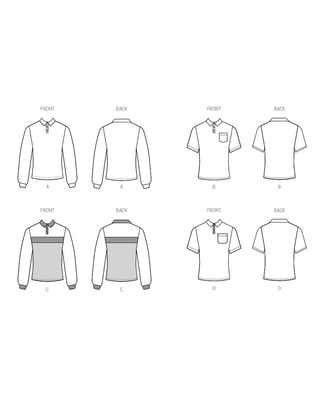 Patrons McCall's pour homme Polo manches courtes et manches longues #M8518.A Taille S-M-L-XL-XXL