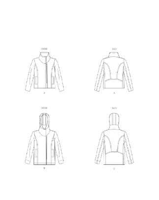 Patron Vogue pour femme Veste semi-ajustée style biker #V1925 Taille 42-50