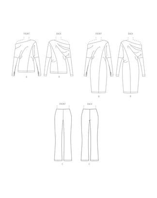 Ensemble de patrons Vogue pour femme Chemisier, robe et pantalon #V1929Y5 Taille 44-52