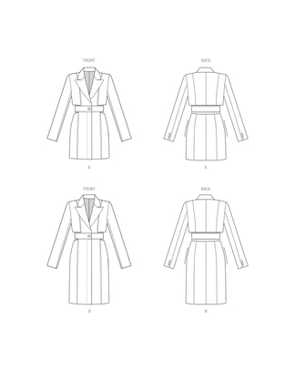 Patron Vogue V1936F5 Robe blazer femme avec revers en dentelle Taille 42-50