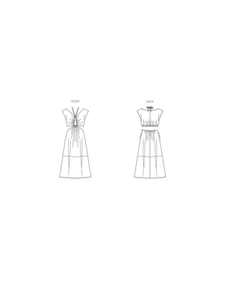 Patron Vogue V1951B5 Robe midi sans manches avec détails découpés Taille 34-42