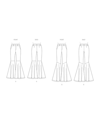 Patron Vogue V1974H5 Pantalon évasé femme avec poches latérales Taille 34-40
