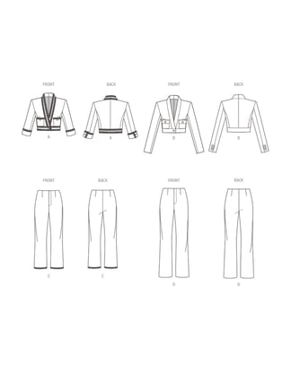 Ensemble de patrons Vogue pour femme Veste et pantalon #V1993 Taille 42-50