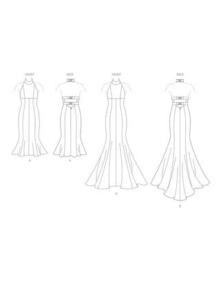 Patron Vogue robe trompette femme ajustée avec dos ouvert # V2010 Taille 42-50