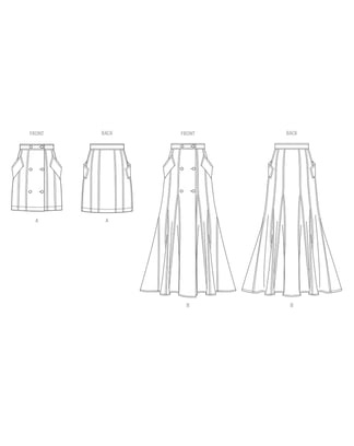 Patron Vogue jupe cintrée pour femme avec ouverture à double rangée de boutons # V2013 tailles 42-50