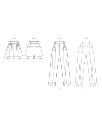 Patrons Vogue pour femmes, shorts et pantalons plissés à taille haute # V2014 tailles 44-52