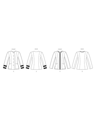 Patron Vogue pour femme Veste doublée sans col # V2015 Taille 34-42