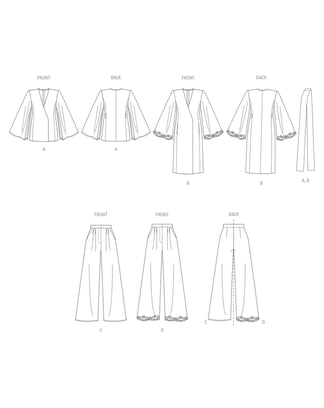 Set de patrons Vogue pour vêtements d'intérieur femme # V2020 Taille 44-52