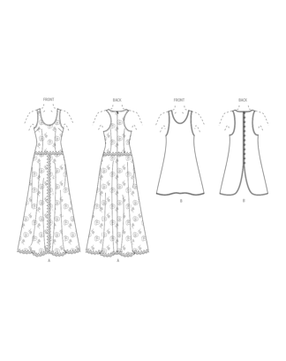 Patron Vogue robe maxi sans manches pour femme #V2028 taille 42-50