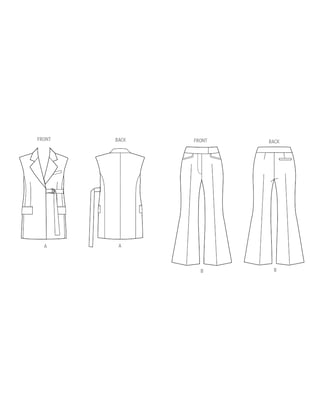 Ensemble de patrons Vogue pour femme : veste et pantalon #V2036 tailles 32-40
