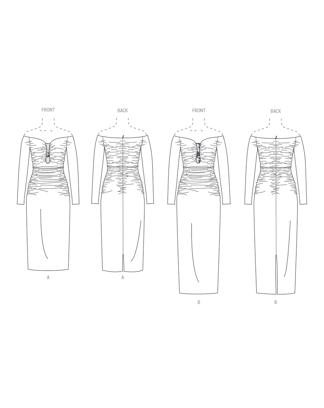 Patron Vogue Robe Femme Épaules Dénudées avec Manches #V2063.B5 Taille 34-42