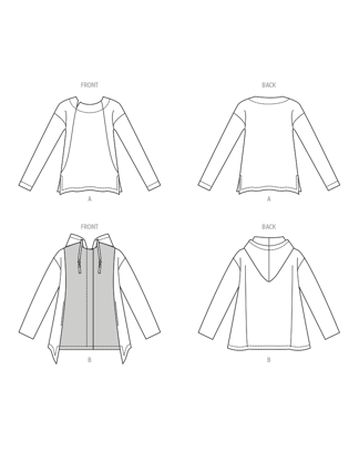 Patron Vogue pour femme : haut et veste à capuche de Marcy Tilton #V2067.A tailles XS-XXL