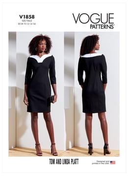 Patron Vogue robe femme avec manches 3/4 Design : Tom et Linda Platt #V1858 Taille 40-48