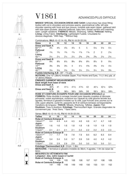 Patron Vogue robe à volants pour femme #V1861 tailles 40-48