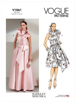 Patron Vogue Robe à volants pour femmes #V1861 Taille 38-44