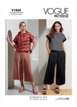Ensemble de patrons Vogue pour femme composé d'un top et d'un pantalon #V1868