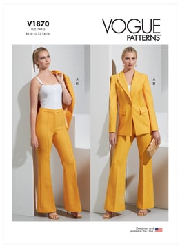 Patron Vogue pour femmes, ensemble composé d'une veste et d'un pantalon #V1870 Taille 46-64