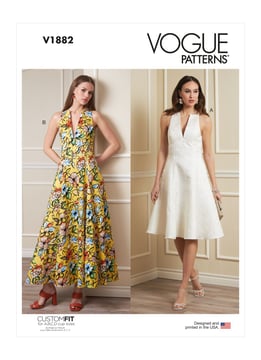 Patron Vogue robe fourreau sans manches pour femme #V1882 tailles 44-52