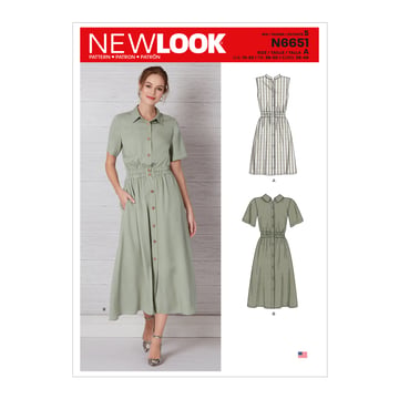 Vestido con botonadura y cintura elástica #N6651A