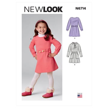 Patrón New Look Vestidos para niñas N6714A Talla 104-128