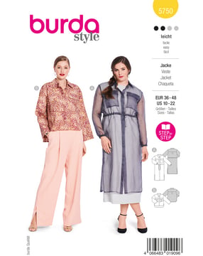 burda symönster damjackor med fickor, slips #5750 