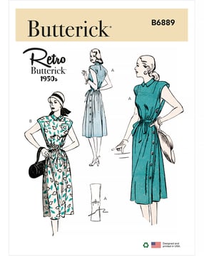 Patron Butterick Robe décontractée pour femme avec patte de boutonnage #B6889F5 Taille 42-50