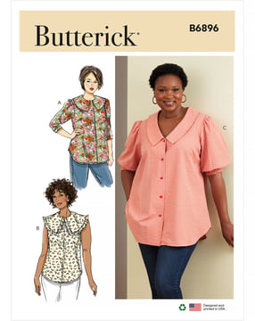 Patron Butterick Chemisier femme avec patte de boutonnage #B6896W2 Taille 46-54