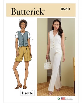 Patron Butterick pour femme, gilet doublé avec patte de boutonnage #B6901F5 Taille 42-50