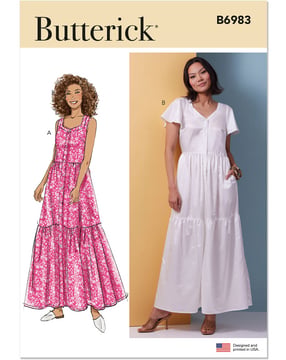 Patron Butterick Robe d'été maxi #B6983 Taille 28-40