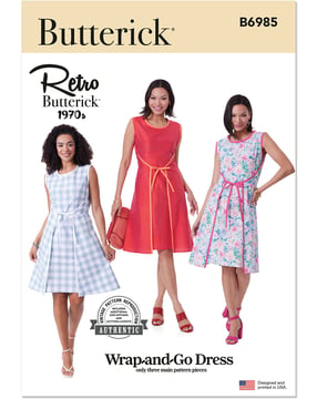 Patrons Butterick pour robes vintage féminines #B6985 tailles 44-52