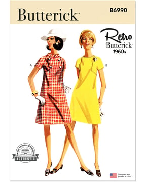 Patrons Butterick pour femmes Robes vintage courtes à manches courtes #B6990.Y5 Taille 44-52
